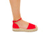 Sandali bassi rossi con cinturino alla caviglia e zeppa ricoperta 2,5 cm Lora Ferres, Donna, SKU w041000326, Immagine 0